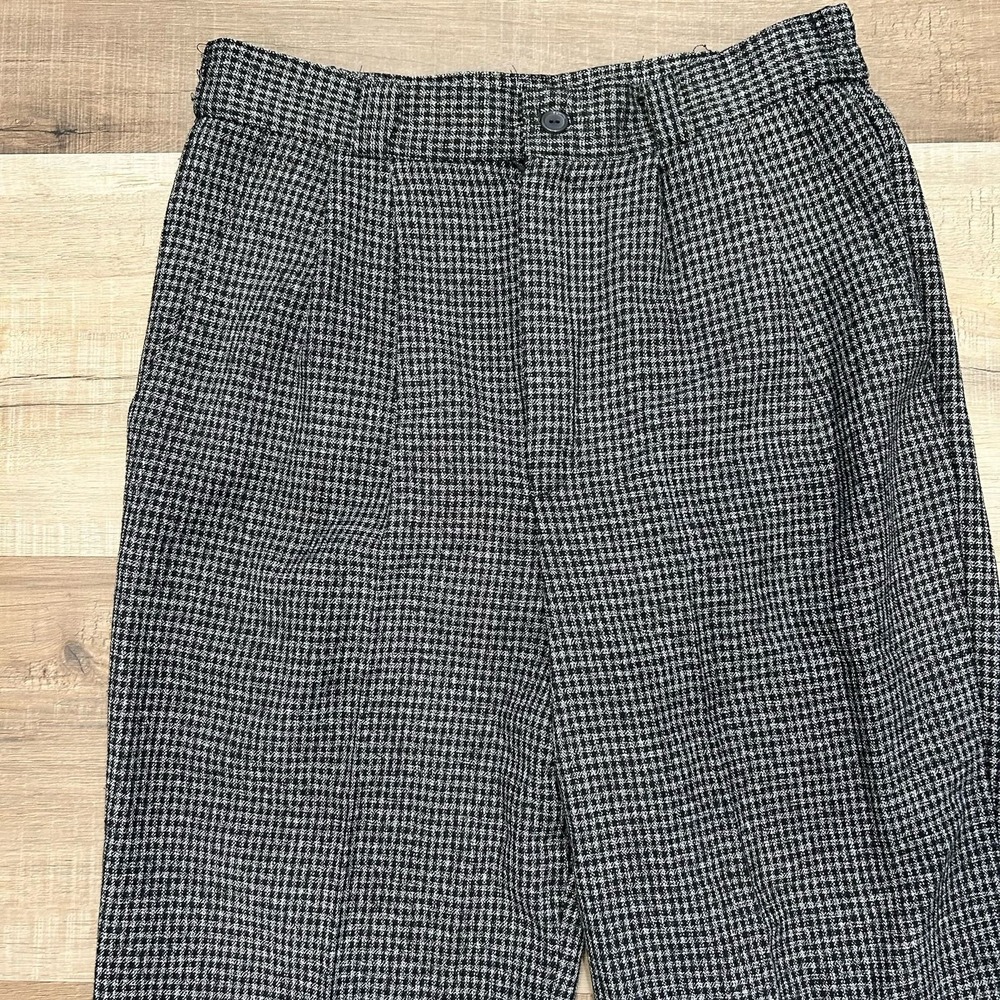 VTG Wool Blend Houndstooth‎ Pants Grandma Academic Pleated High Waist Small 4/6 - Picture 3 of 12